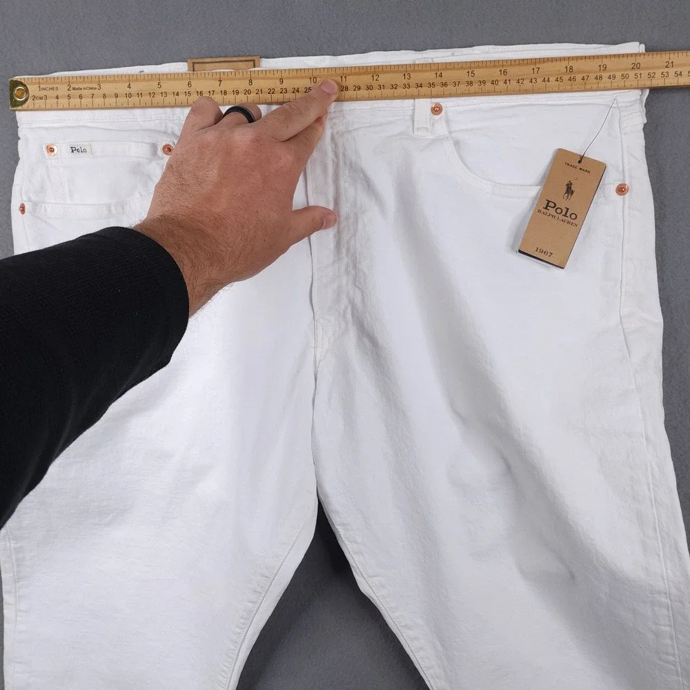 Polo Ralph Lauren Varick Slim Straight White Garment Dyed Stretch Jean Men 40x32